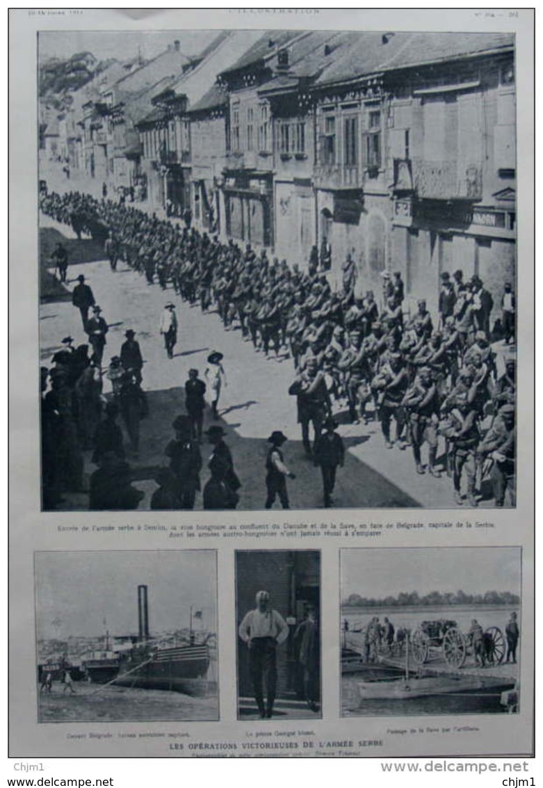 Les Opérations Victorieuses De L'armée Serbe - Entrée De L'armée Serbe à Semlin - Page Original  1914 - Historical Documents