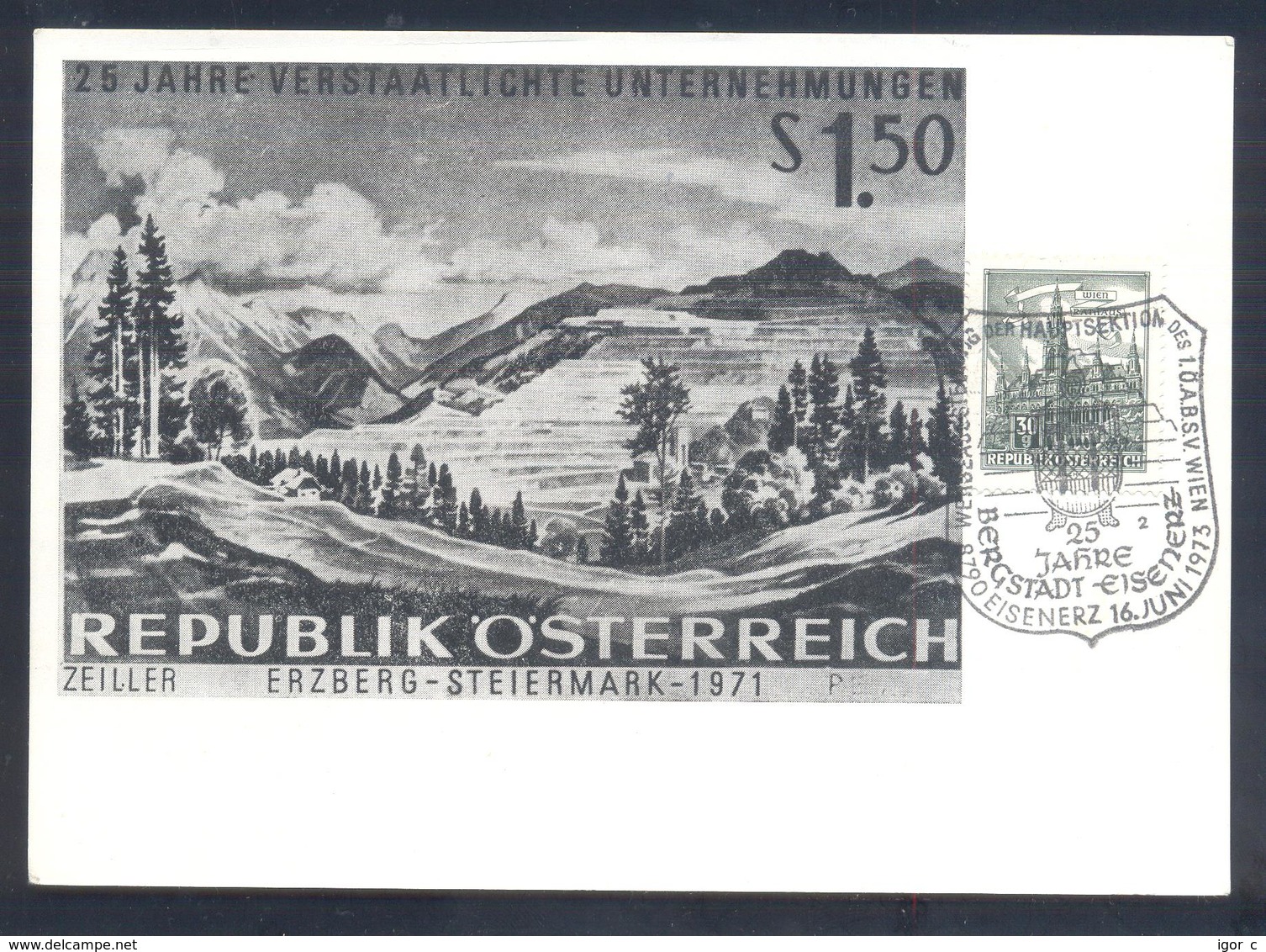 Austria 1989 Card: Minerals Mineralien Mineraux; Erzberg Eisenerz - Mineralien