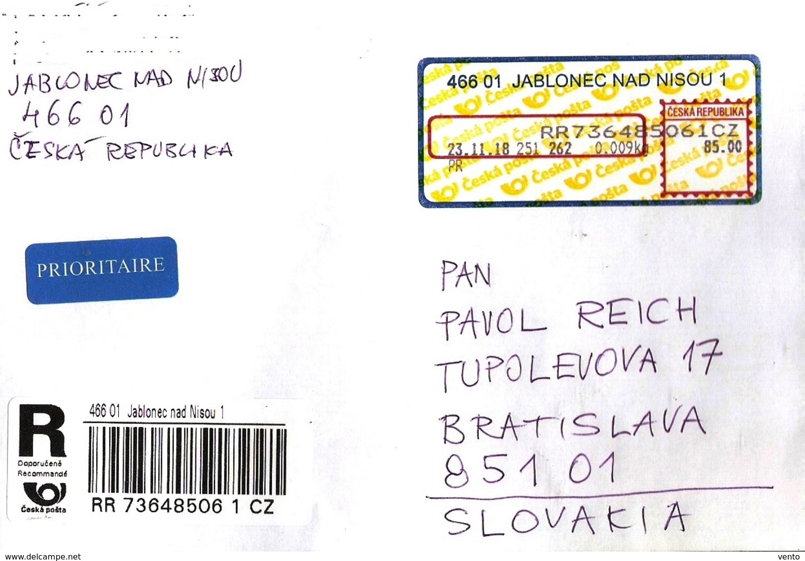 Czech Rep. R Letter Apost Jablonec ... Ak335 - Cartas & Documentos