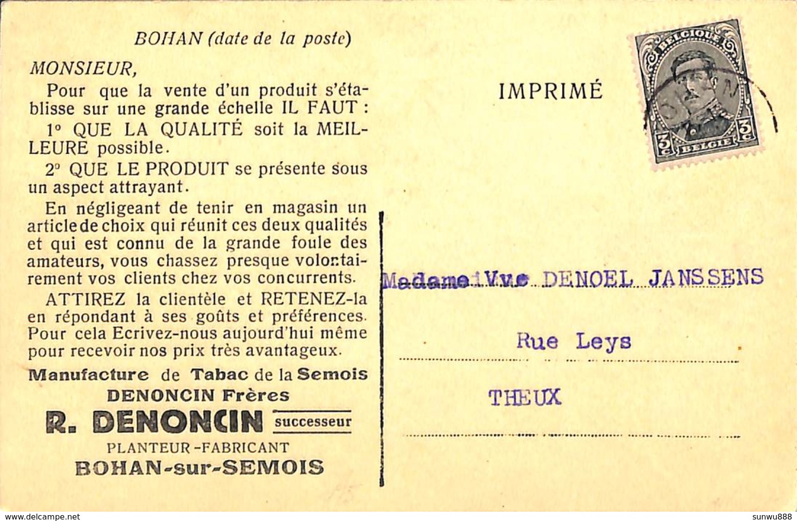 Bohan Sur Semois - Deux Vieilles De Bohan - Manufacture De Tabac Denoncin - Vresse-sur-Semois