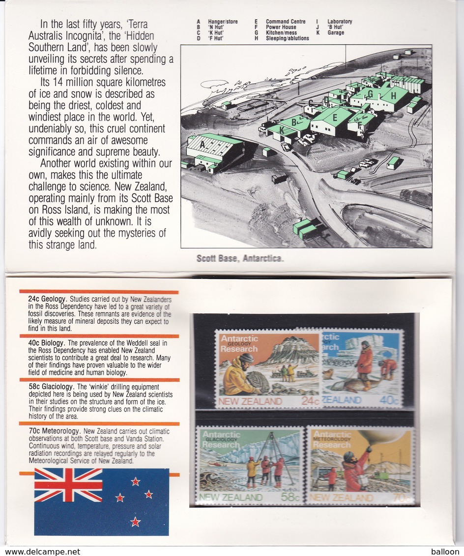 1984 - Présence Néo-zélandaise Dans L'Antarctique - 4 TP Neufs - Presentation Packs
