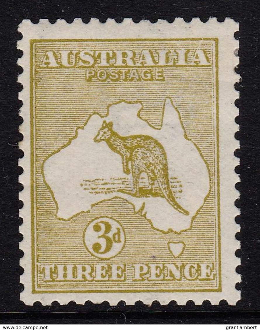 Australia 1913 Kangaroo 3d Olive 1st Wmk MH - Listed Variety- - Ongebruikt