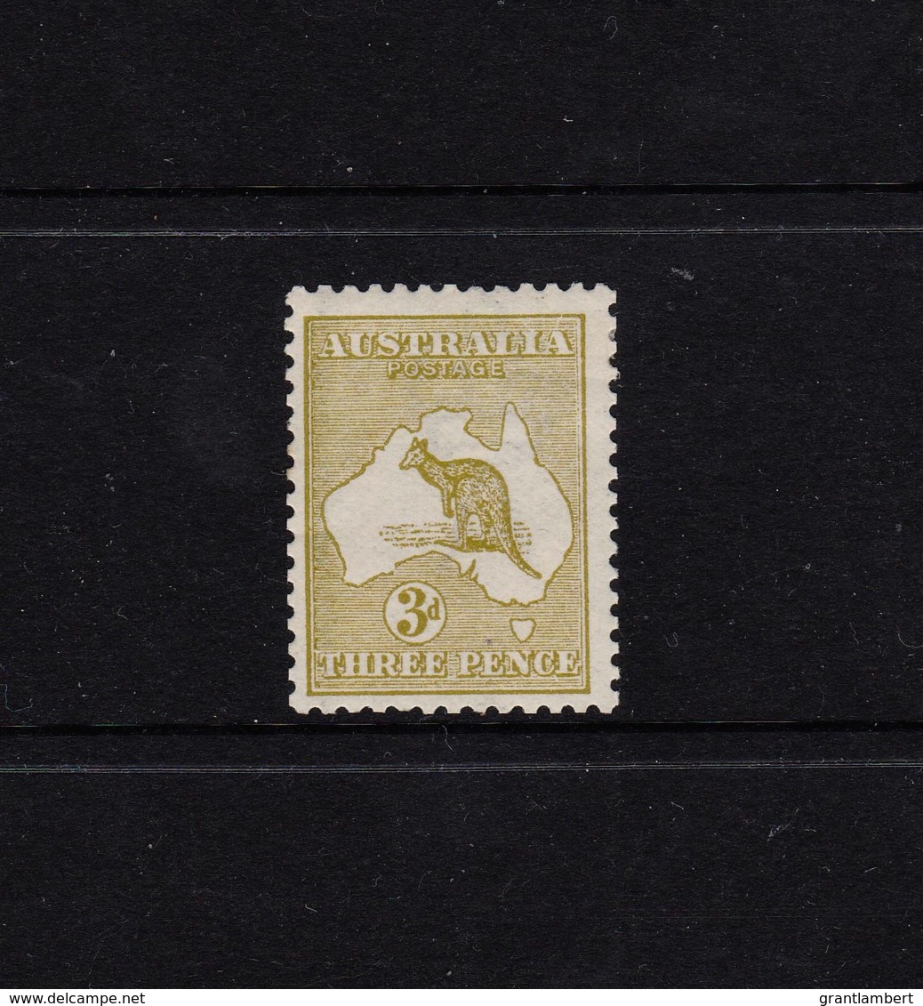 Australia 1913 Kangaroo 3d Olive 1st Wmk MH - Listed Variety- - Ongebruikt