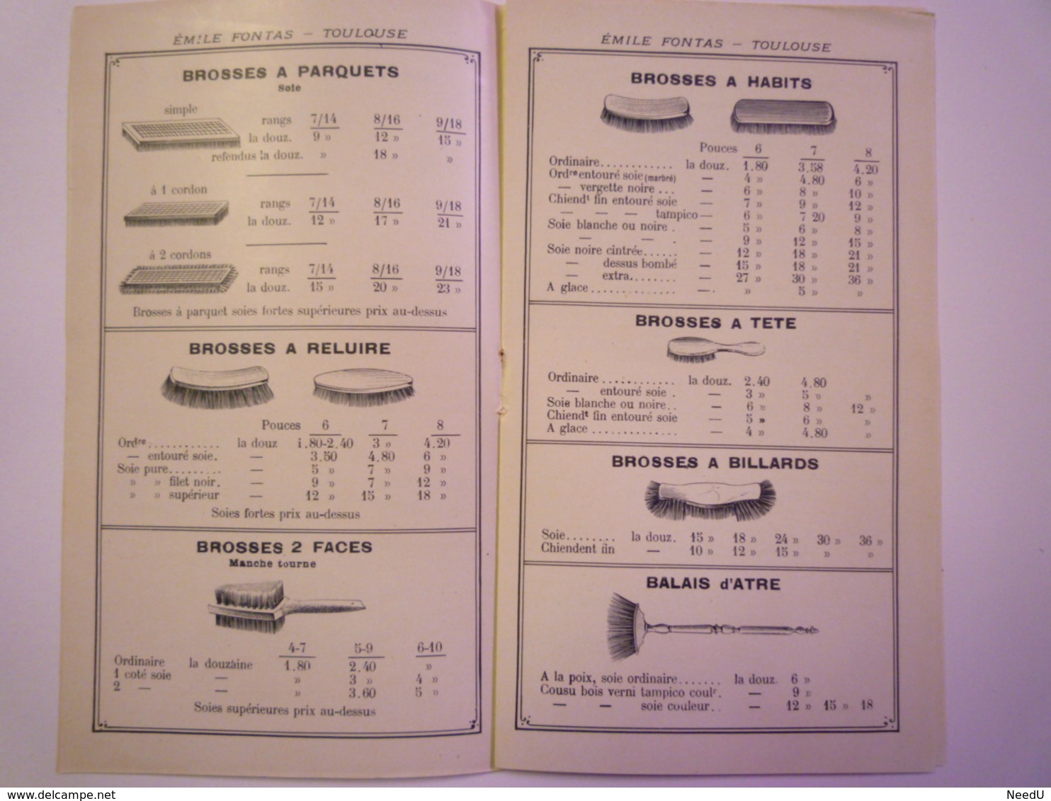 GP 2019 - 1038  Brochure PUB  Manufacture De Plumeaux & Brosserie Emile FONTAS Toulouse 1909   XXXX - Publicidad