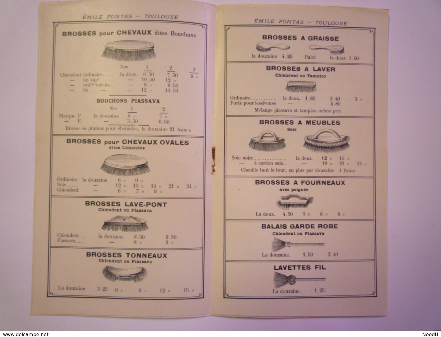 GP 2019 - 1038  Brochure PUB  Manufacture De Plumeaux & Brosserie Emile FONTAS Toulouse 1909   XXXX - Reclame