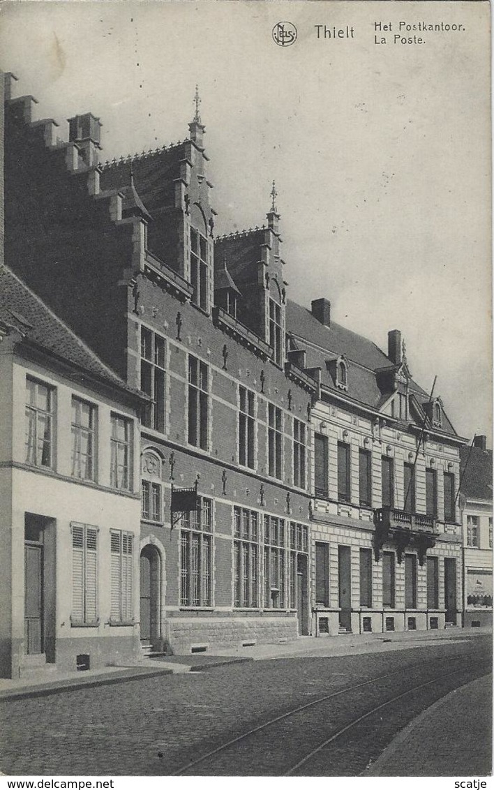 Thielt    Het Postkantoor.   -   Mooie Kaart!   -   1922   Naar    Gand - Tielt