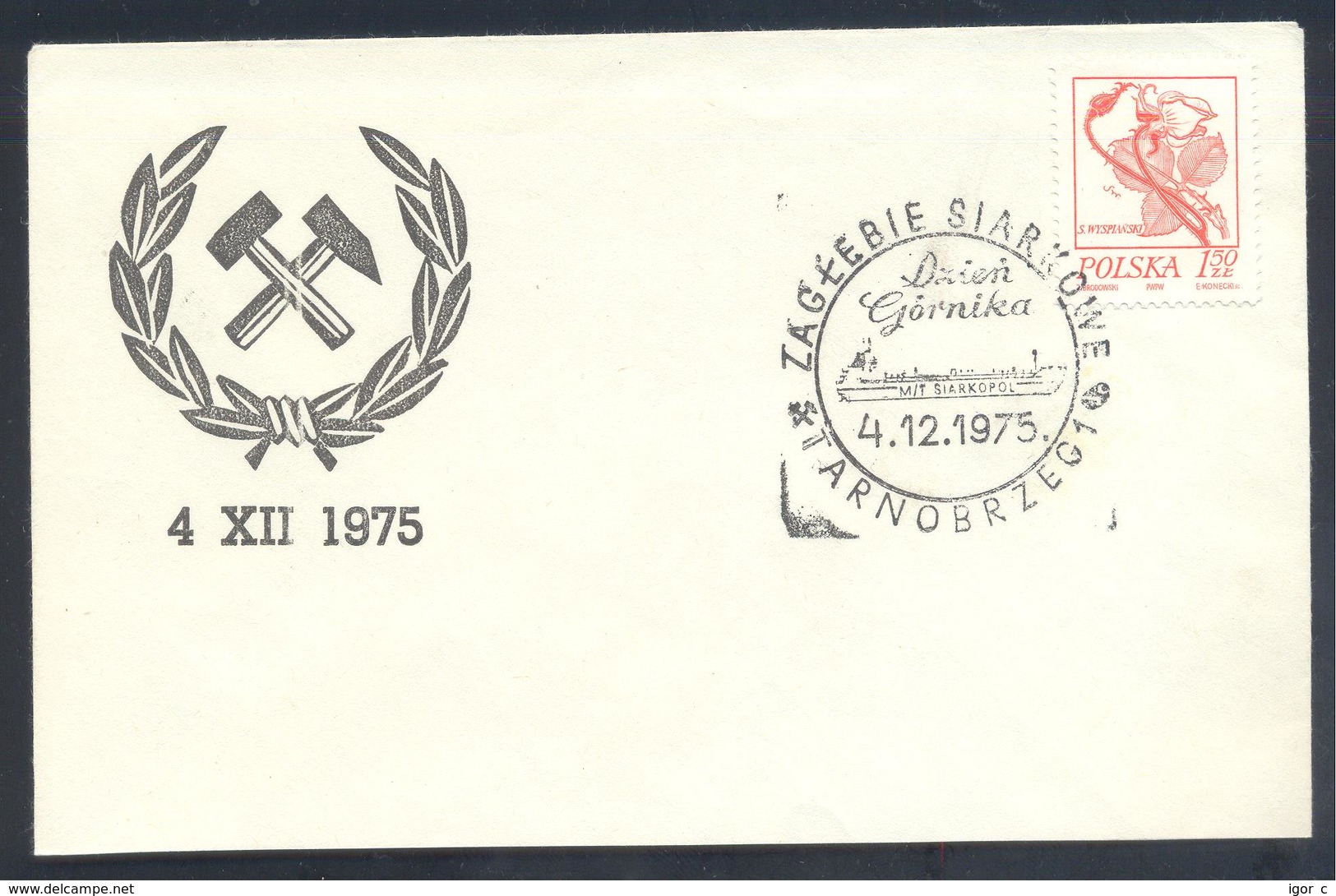 Poland 1975 Cover:  Minerals Mineralien Mineraux; Mining Bergbau;  Tarnobrzeg  Cancellation; Sulpur Mine ; Boats - Mineralien