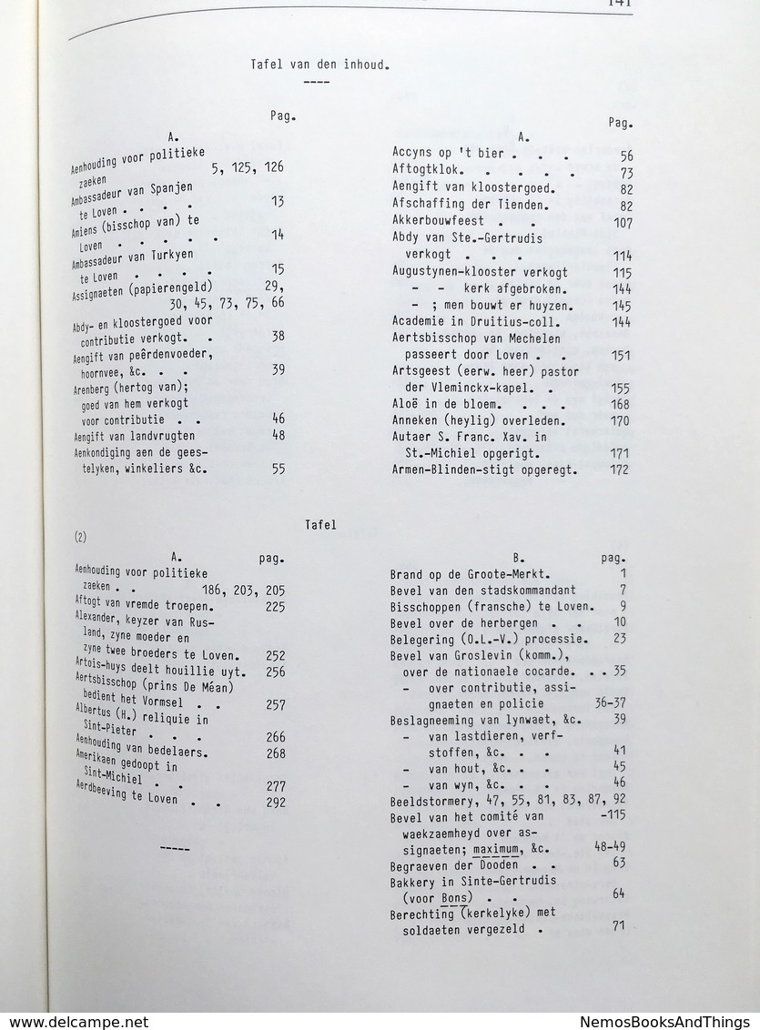 LEUVEN - Aenteekeningen van merkweerdige geschiedenissen voorgevallen binnen Loven (en omliggende) 1784-1835