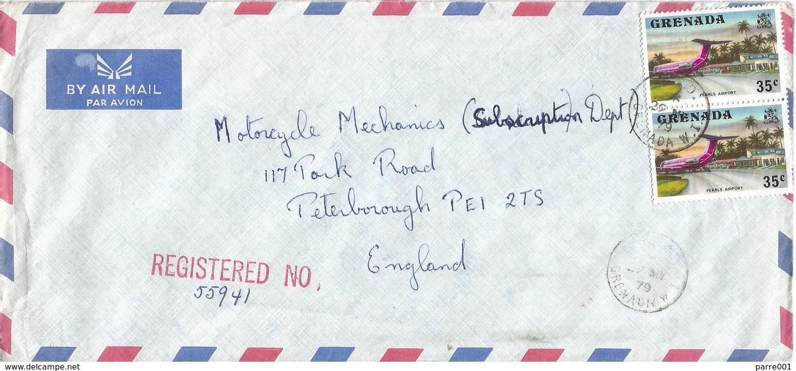 Grenada 1979 St Georges Airport Airplane Registered Cover - Grenada (1974-...)