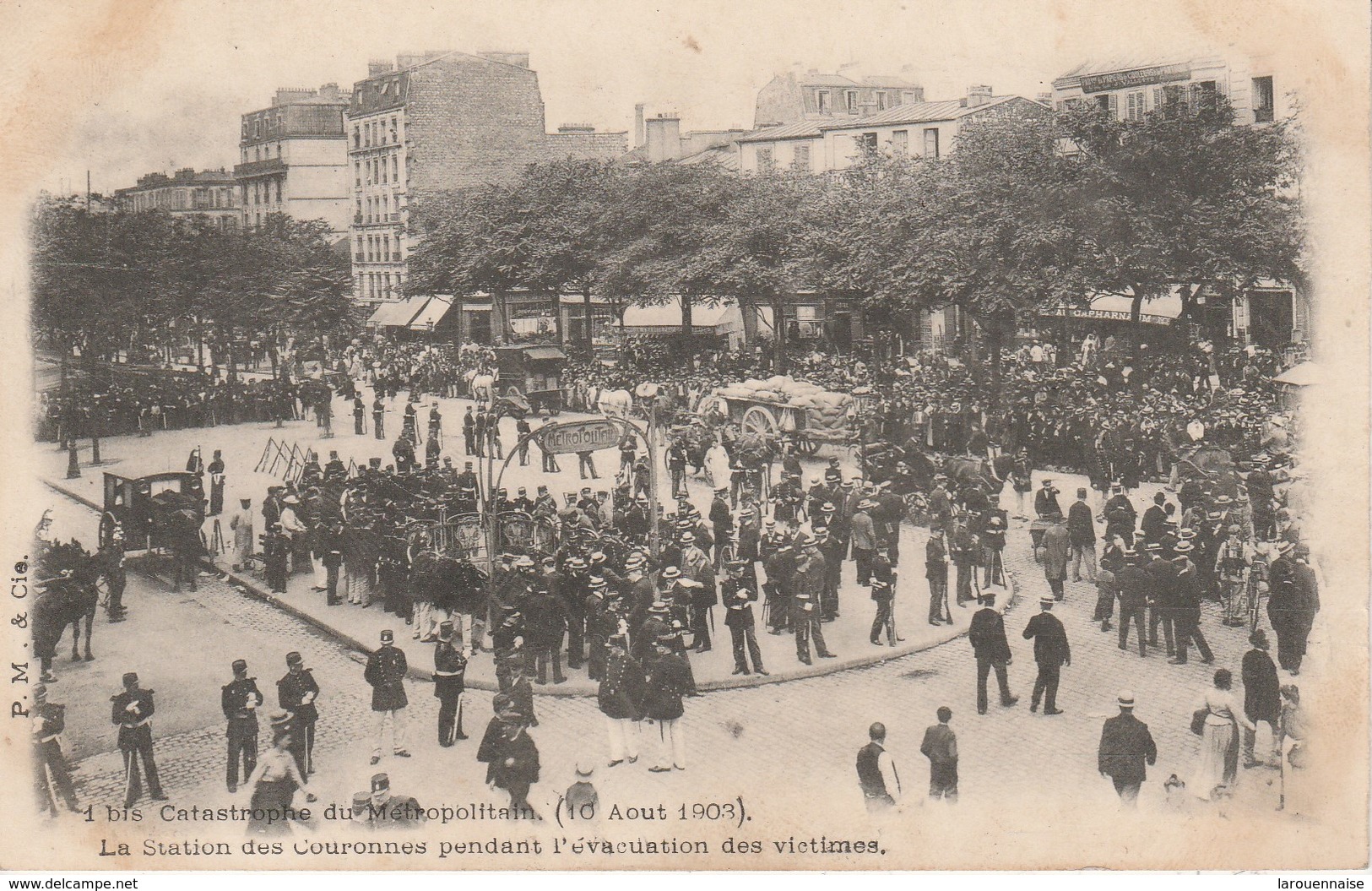 75020 PARIS - Catastrophe Du Métropolitain - La Station Des Couronnes Pendant L' évacuation Des Victimes - Arrondissement: 20