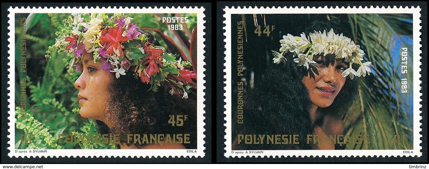 POLYNESIE 1983 - Yv. 206 Et 207 **   Cote= 3,30 EUR - Couronnes De Fleurs (2 Val.)  ..Réf.POL23909 - Ungebraucht