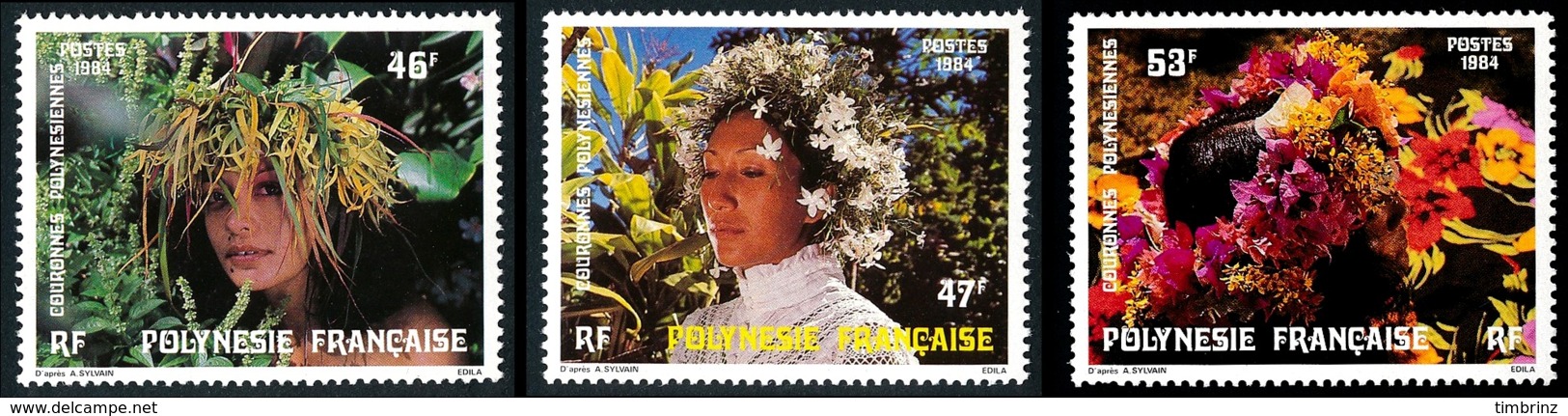 POLYNESIE 1984 - Yv. 219 220 221 **   Faciale= 1,23 EUR - Couronnes De Fleurs (3 Val.)  ..Réf.POL23923 - Neufs