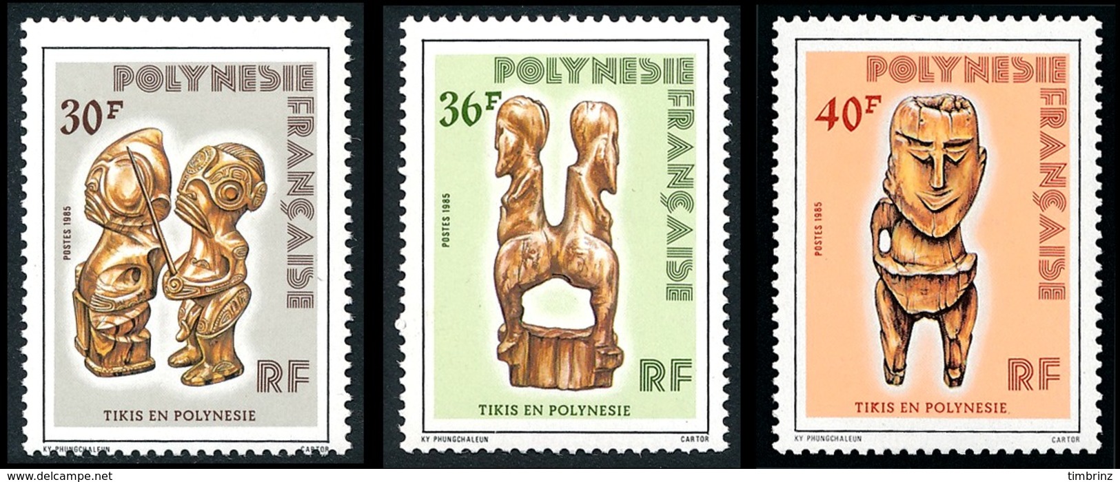 POLYNESIE 1985 - Yv. 227 228 229 **   Faciale= 0,89 EUR - Tikis. Statuettes De Bois (3 Val.)  ..Réf.POL23929 - Neufs