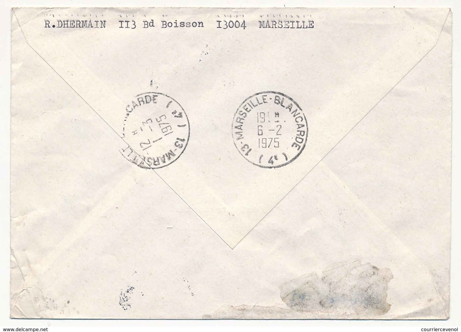 LA REUNION - Enveloppe Affr. 2 Valeurs Code Postal - Le Tampon 31.1.1975 - Lettres & Documents