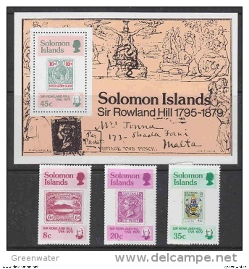 Solomon Islands 1979 Sir Rowland Hill 3v + M/s  ** Mnh (42548) - Salomon (Iles 1978-...)