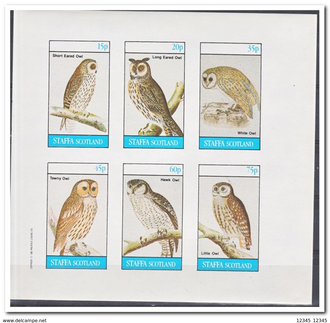 Staffa 1982, Postfris MNH, Birds, Owls - Schotland