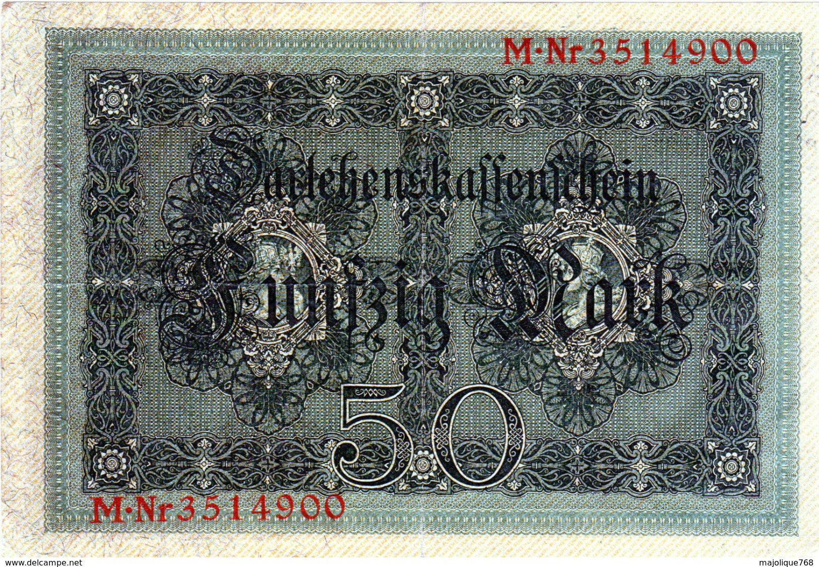 Billet Allemand De 50 Mark Du 5-8-1914- 7 Chiffres Rouge M - N°3514900 En T B - - 50 Mark