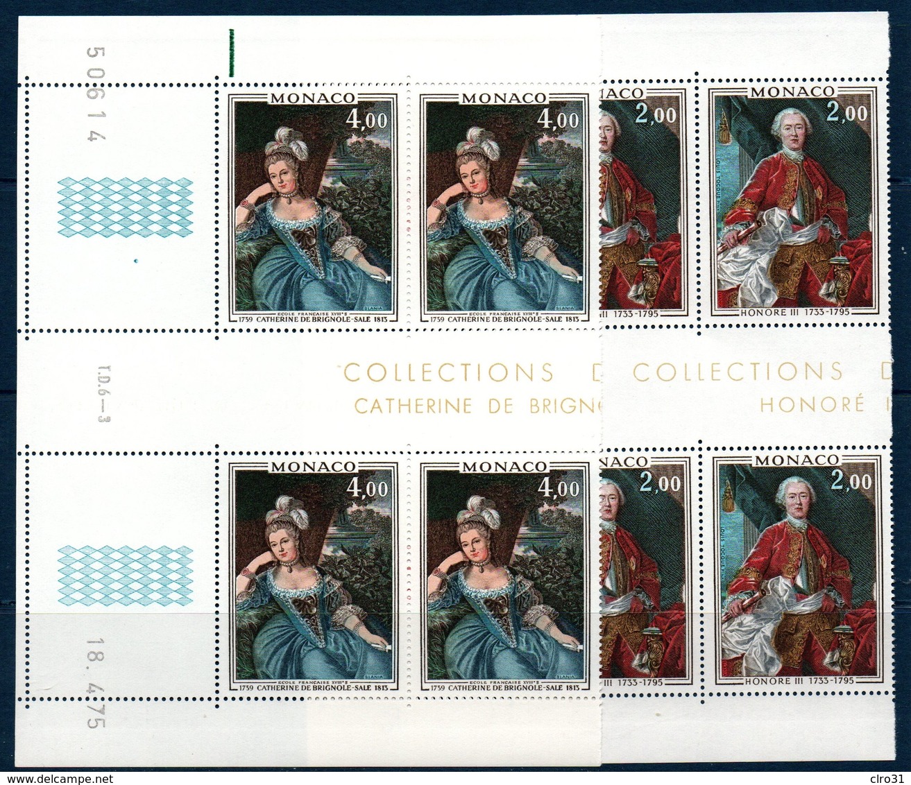 MON 1975  Prince Et Princesse De Monaco   N° YT 1029-1030  ** MNH Blocs De 4 Coin Daté - Neufs