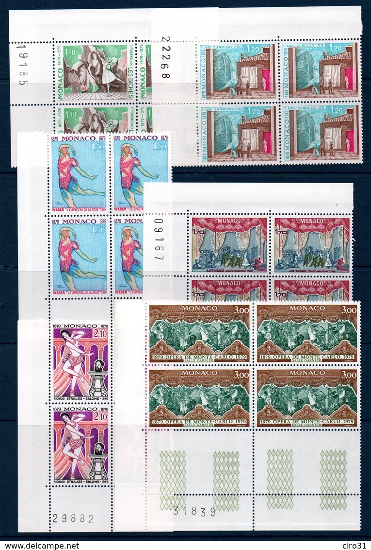 MON 1979  Salle Garnier De Monaco   N° YT 1190-1195  ** MNH Blocs De 4 - Neufs