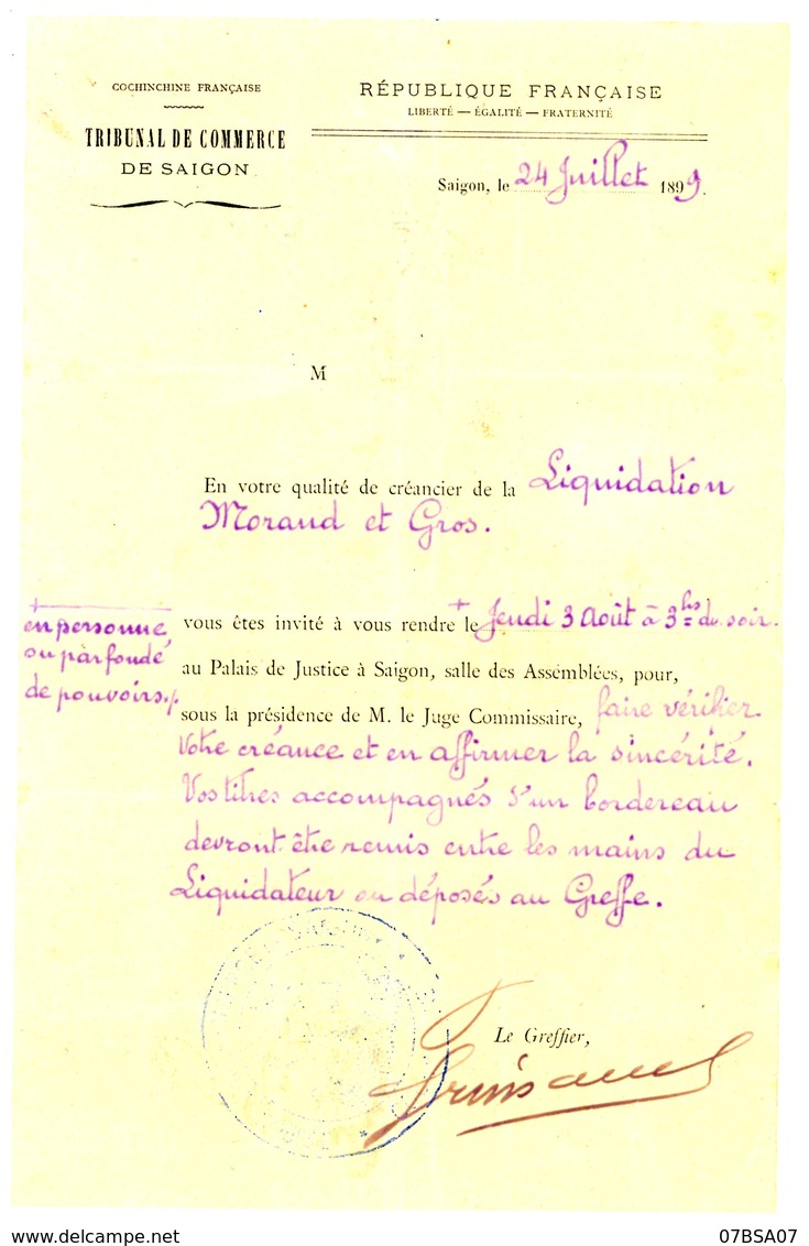 COCHINCHINE ENV 1909 INDOCHINE N°12 DENT D ANGLE SAIGON CENTRAL LETTRE RECOMMANDEE - Lettres & Documents