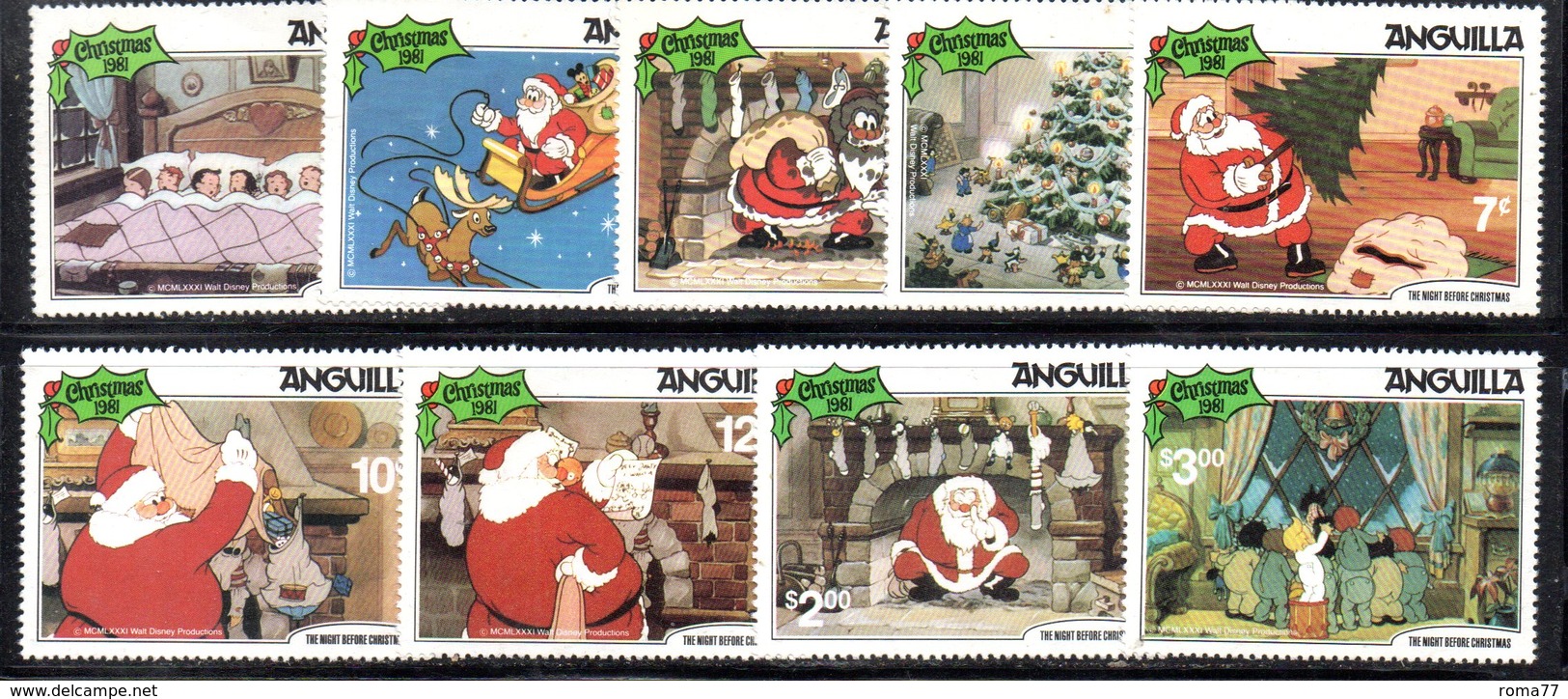 APR718 - ANGUILLA 1981, Yvert Serie N. 416/424  ***  MNH  (2380A)  NATALE CHRISTMAS - Disney