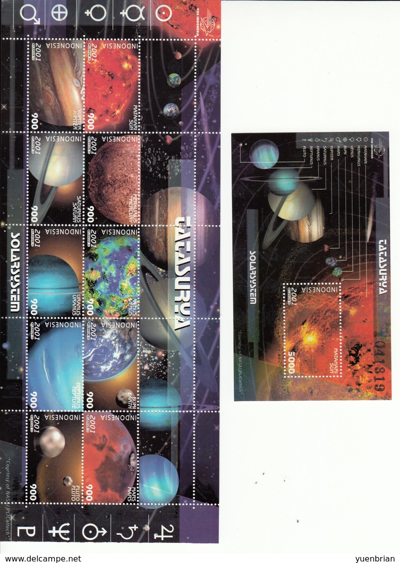 Indonesia 2001, Planet, 2x Sheetlet + S/S, MNH**, Kept In De-humidity Cabinet Since Purchased! - Indonésie