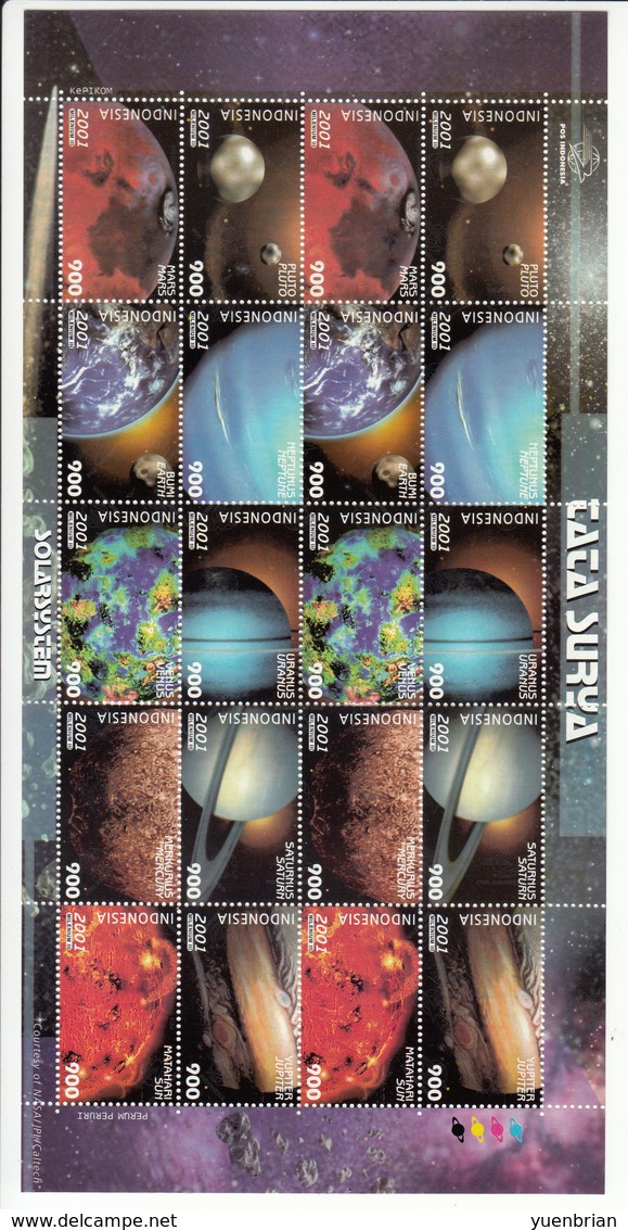 Indonesia 2001, Planet, 2x Sheetlet + S/S, MNH**, Kept In De-humidity Cabinet Since Purchased! - Indonésie