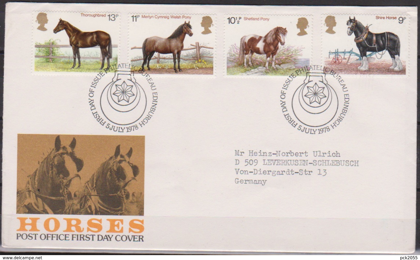 Grossbritannien 1978 MiNr.769 - 772 FDC 100 Jahre Shire Horse Society ( D 6378 )günstige Versandkosten - 1981-1990 Dezimalausgaben