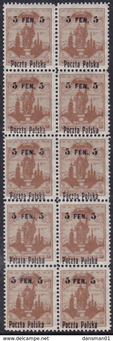 POLAND 1918 Fi 2 Mint Never Hinged Block Of 10 - Ungebraucht