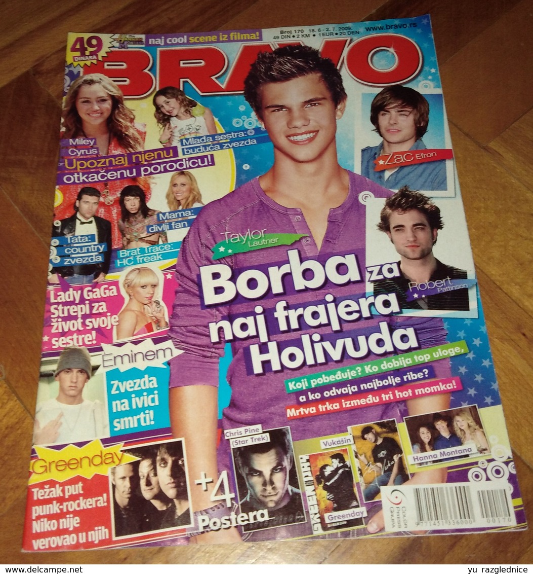 Taylor Lautner Miley Cyrus -  BRAVO Serbian June 2009 VERY RARE - Magazines