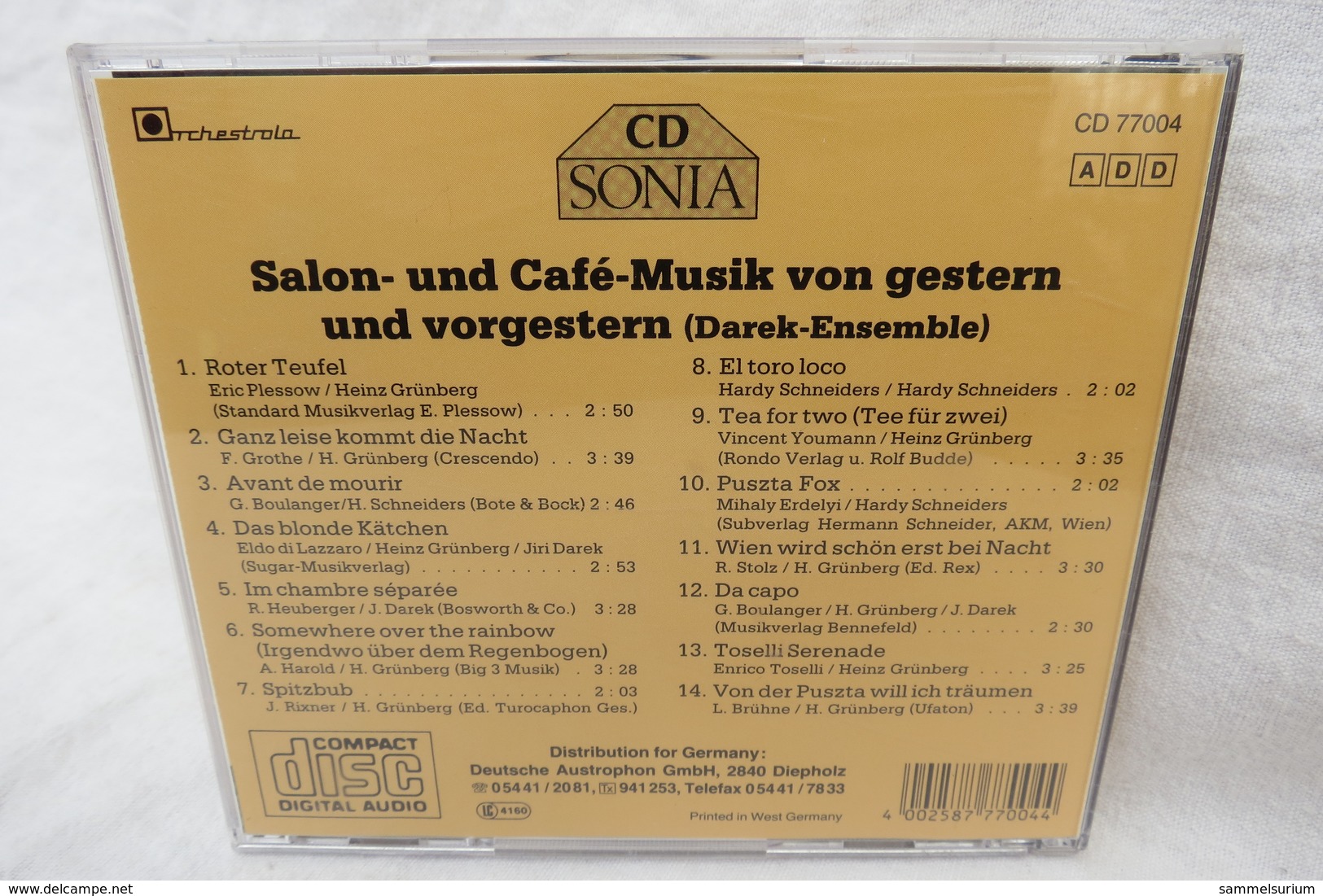 CD "Darek-Ensemble" Salon- Und Café-Musik Von Gestern Und Vorgestern - Instrumentaal