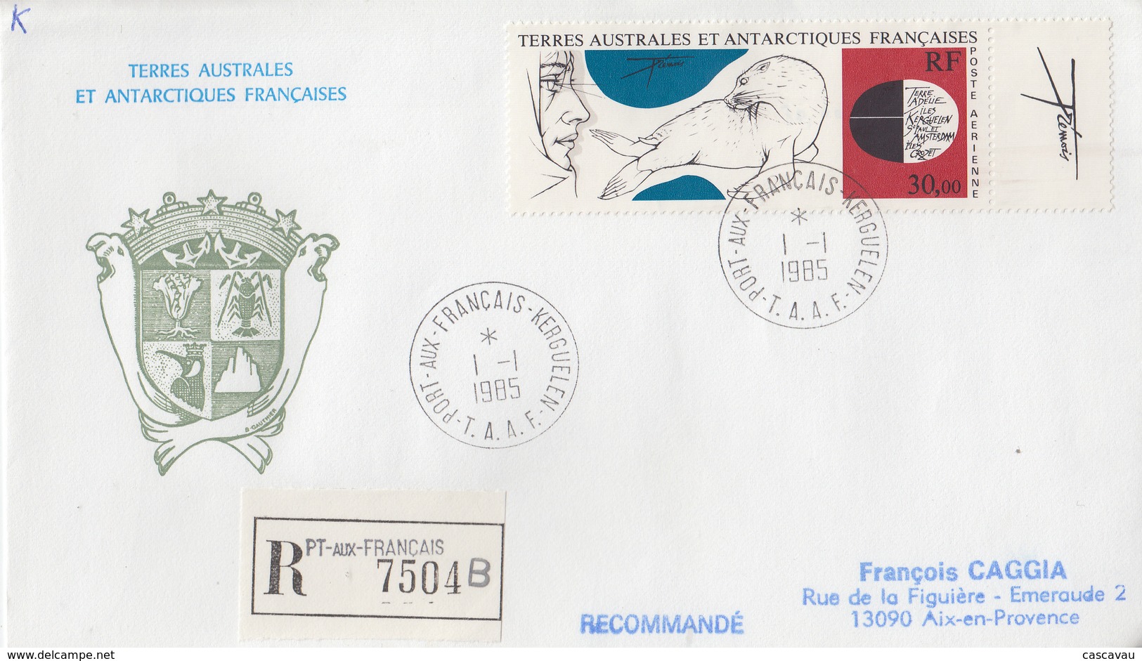 Enveloppe   Recommandée   FDC   1er  Jour   T.A.A.F   Oeuvre  De  TREMOIS   1985 - FDC