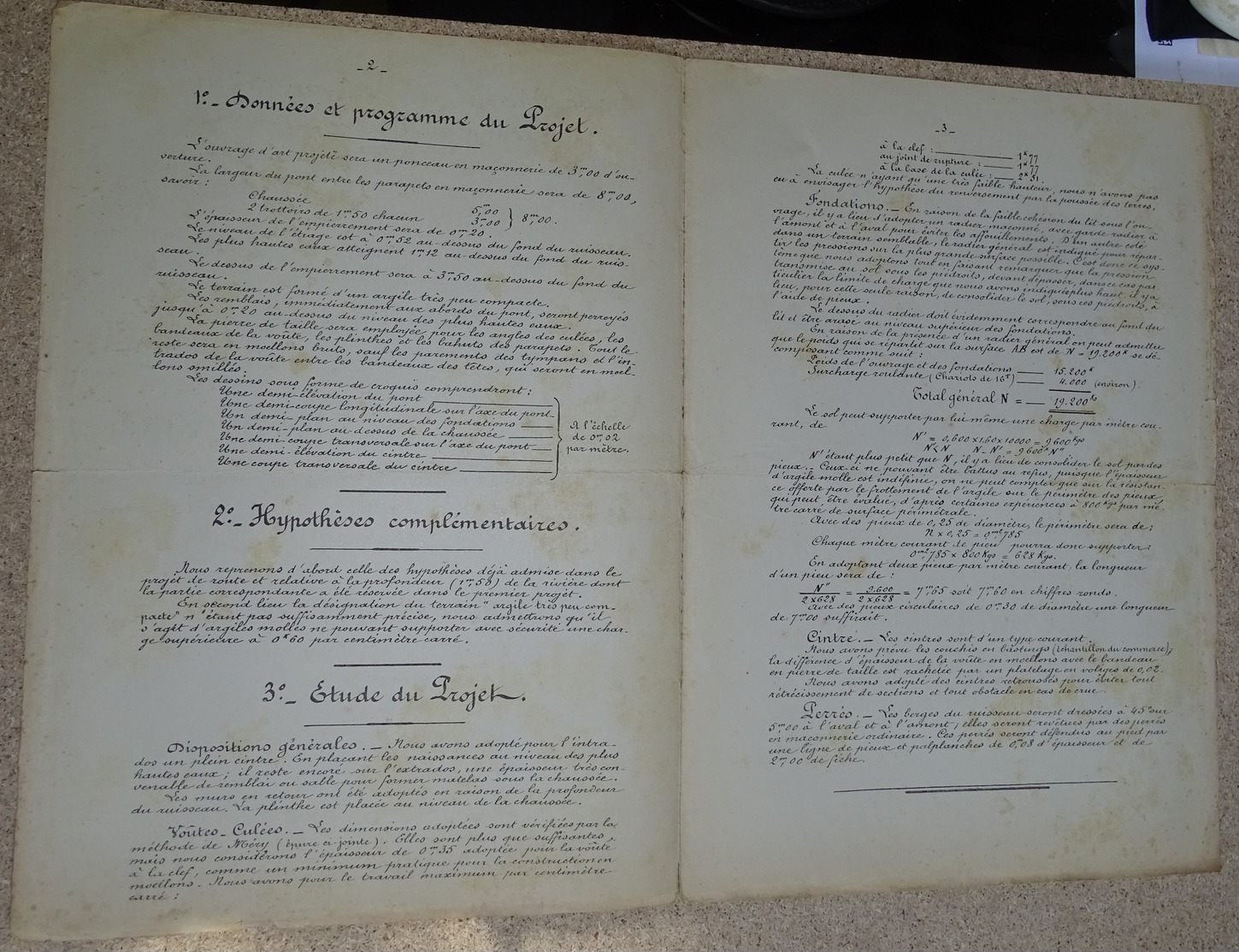 Dossier - école Spéciale Des Travaux Publics - Léon Eyrolles - Pont En Maçonnerie De 3 M D'ouverture Dessins - Travaux Publics