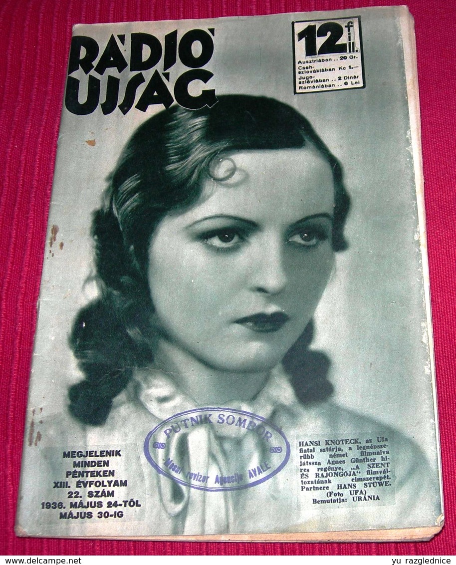 Hansi Knoteck - RADIO UJSAG Hungarian May 1936 VERY RARE - Magazines