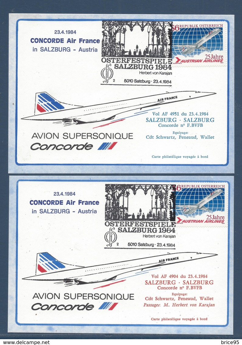 Autriche - Poste Aérienne - Concorde Air France - Salzburg Salzburg Et Salzburg Salzburg - 1984 - Sur Entier Postal - Autres & Non Classés