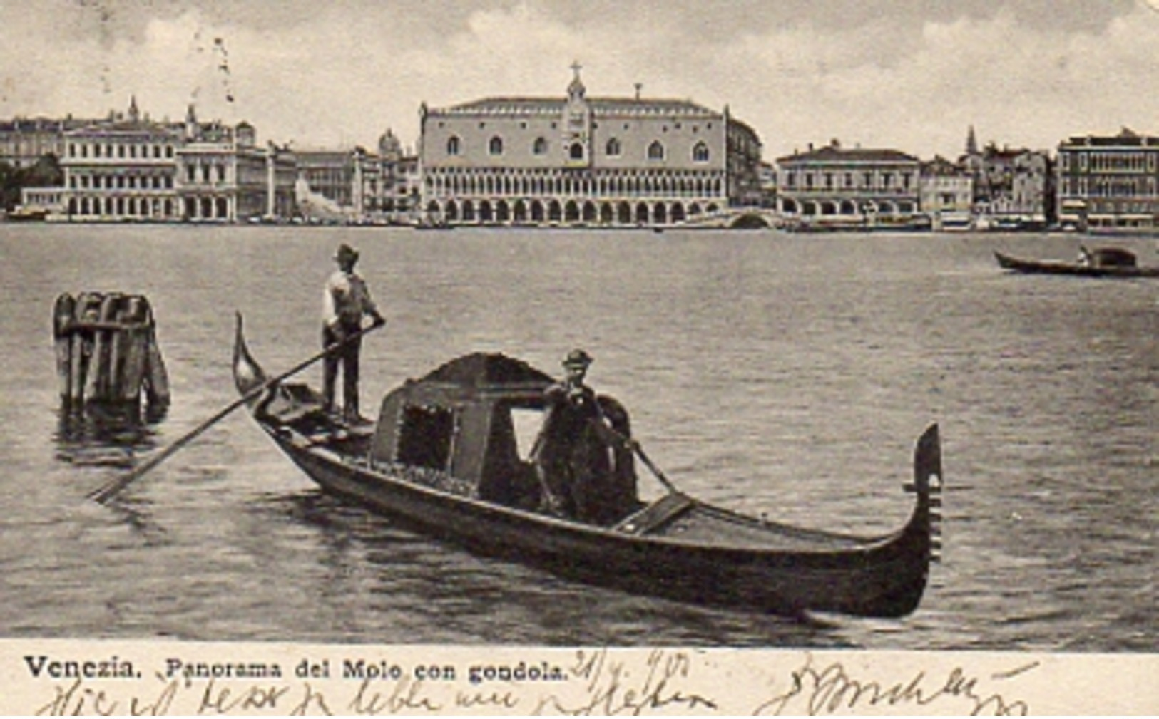 VENEZIA - Panorama Del Molo Con Gondola, 21.4.1900 - Venezia (Venice)