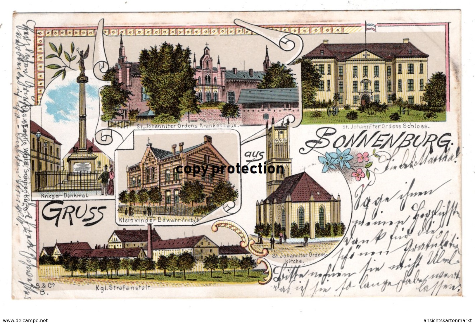 Gruss Aus Sonnenburg, Neumark, Slonsk, Schloss, Strafanstalt, Krankenhaus ...alte Litho Ansichtskarte 1901...bei Küstrin - Polen