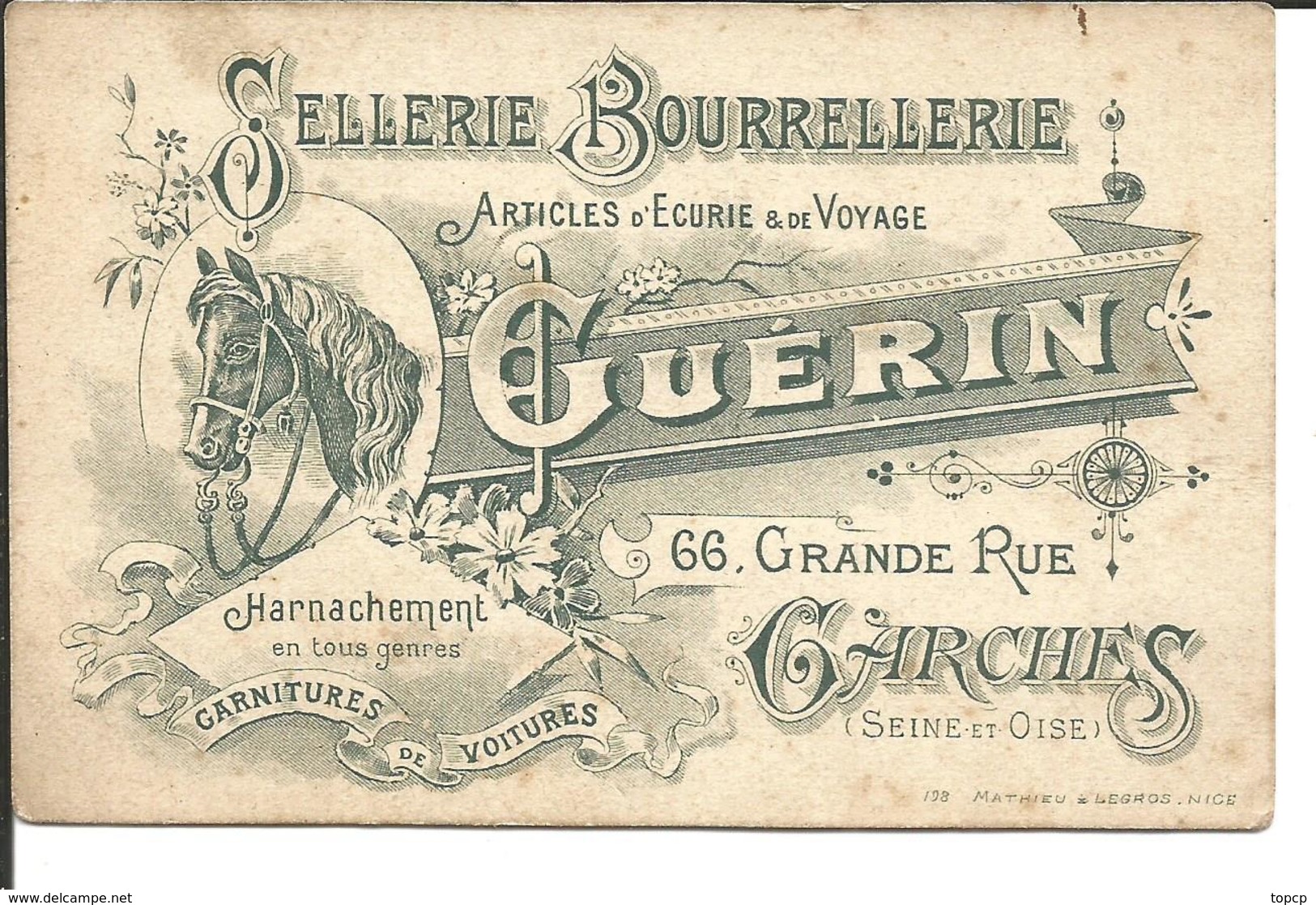 92 GARCHES Carton Publicitaire Sellerie Bourrellerie GUERIN - Garches