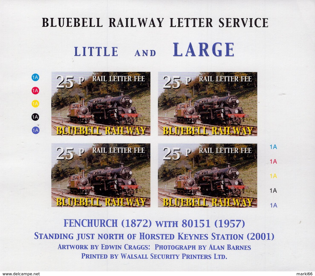 Great Britain - Bluebell Railway - 2003 - Little And Large - Fenchurch And 80151 - Mint Imperforated Miniature Sheet - Local Issues
