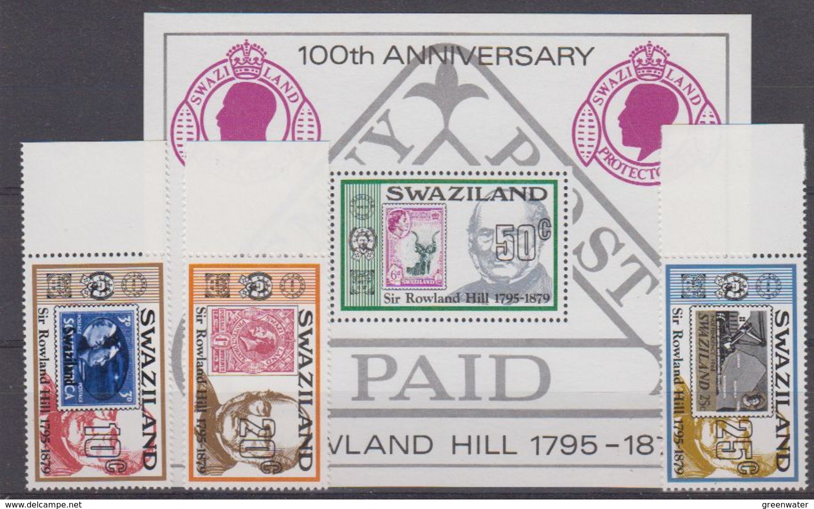 Swaziland 1979 Sir Rowland Hill 3v + M/s ** Mnh (42562) - Swaziland (1968-...)