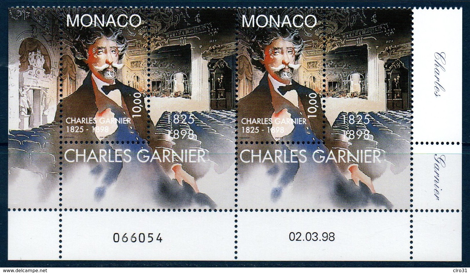 MON 1998  Oeuvres De JB.Corot  N° YT 2156 ** MNH   Paire Bas De Feuille Coin Daté - Neufs