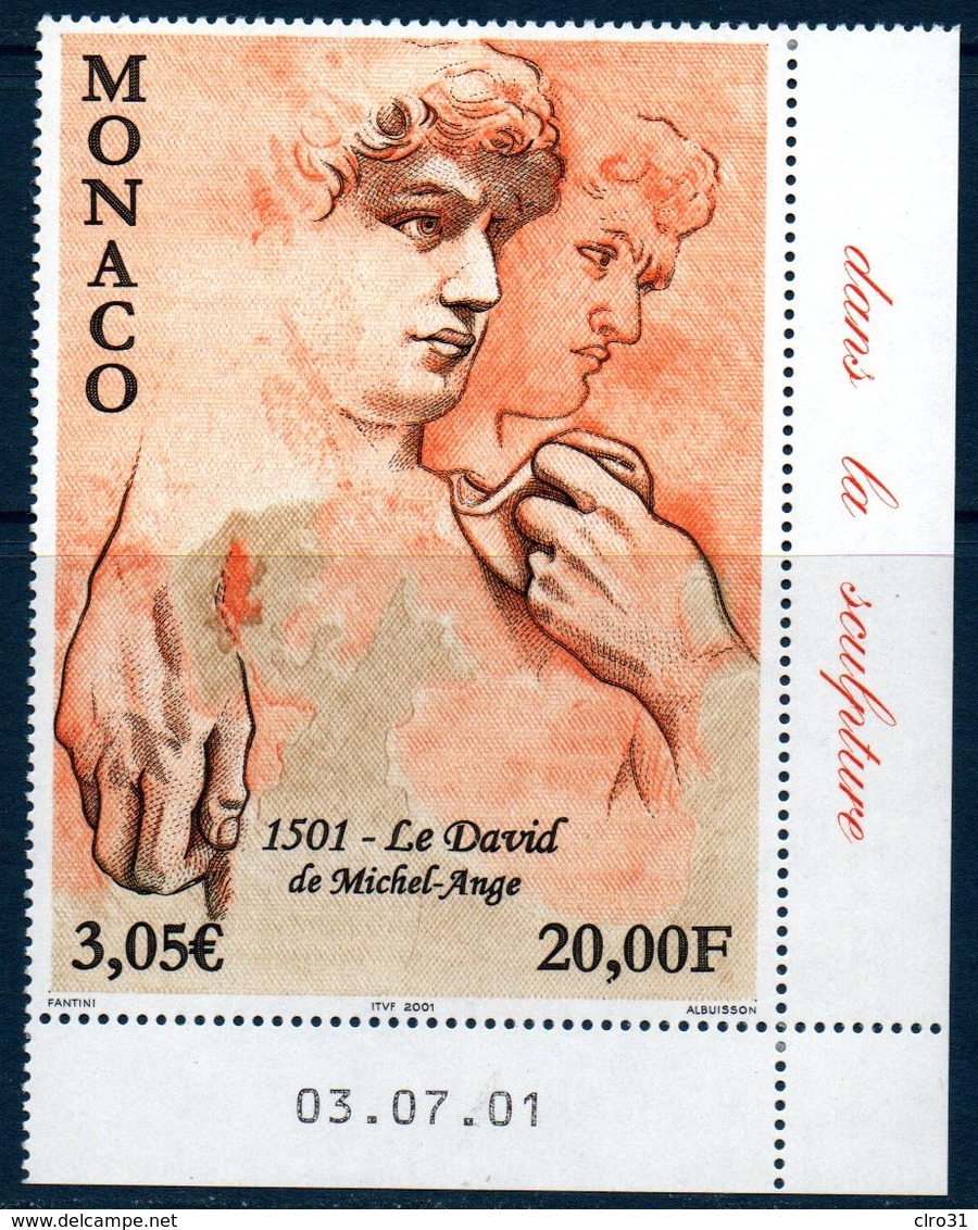 MON 2001  "Le David" De Michel Ange  N° YT 2276-2278 ** MNH   Coin De Feuille Daté - Neufs