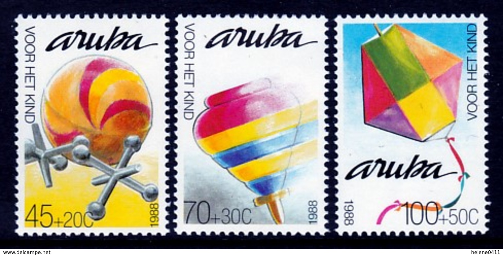 SERIE NEUVE D'ARUBA - BALLON, TOUPIE ET CERF-VOLANT (AU PROFIT DE L'ENFANCE) Y&T N° 51 A 53 - Sonstige & Ohne Zuordnung