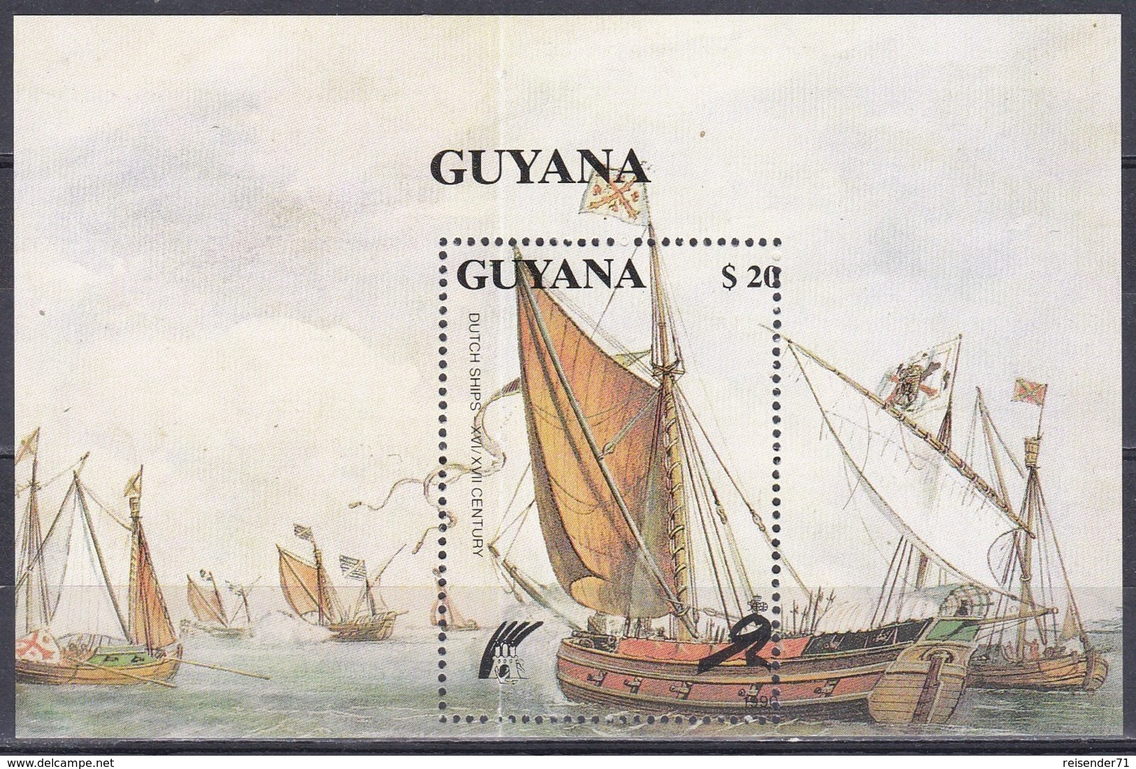 Guyana 1990 Transport Schiffe Ships Segelschiffe Sailships Seefahrt Seafare Schifffahrt Holland Niederlande, Bl. 110 ** - Guyane (1966-...)