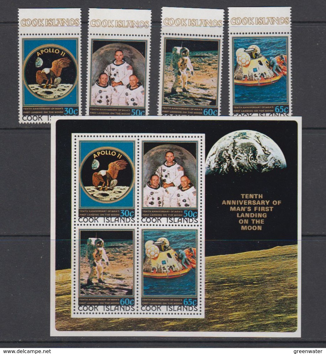 Cook Islands 1979 Apollo 11 / Space / Moon 4v + M/s ** Mnh (42567) - Cookeilanden