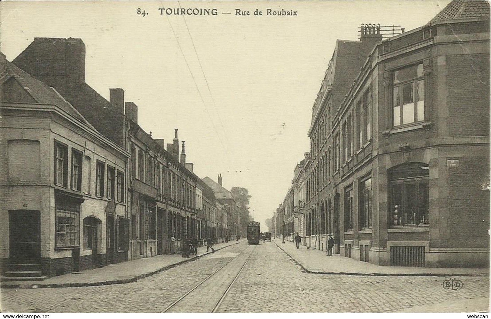 AK / CPA Tourcoing Rue De Roubaix + Tramway 1915 Feldpost #03 - Tourcoing