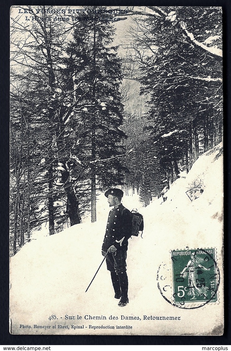 CP 7- CPA ANCIENNE- MILITARIA- CHASSEUR ALPIN SUR LE CHEMIN DES DAMES- RETOURNEMER- VOSGES- TRÈS GROS PLAN - Andere & Zonder Classificatie