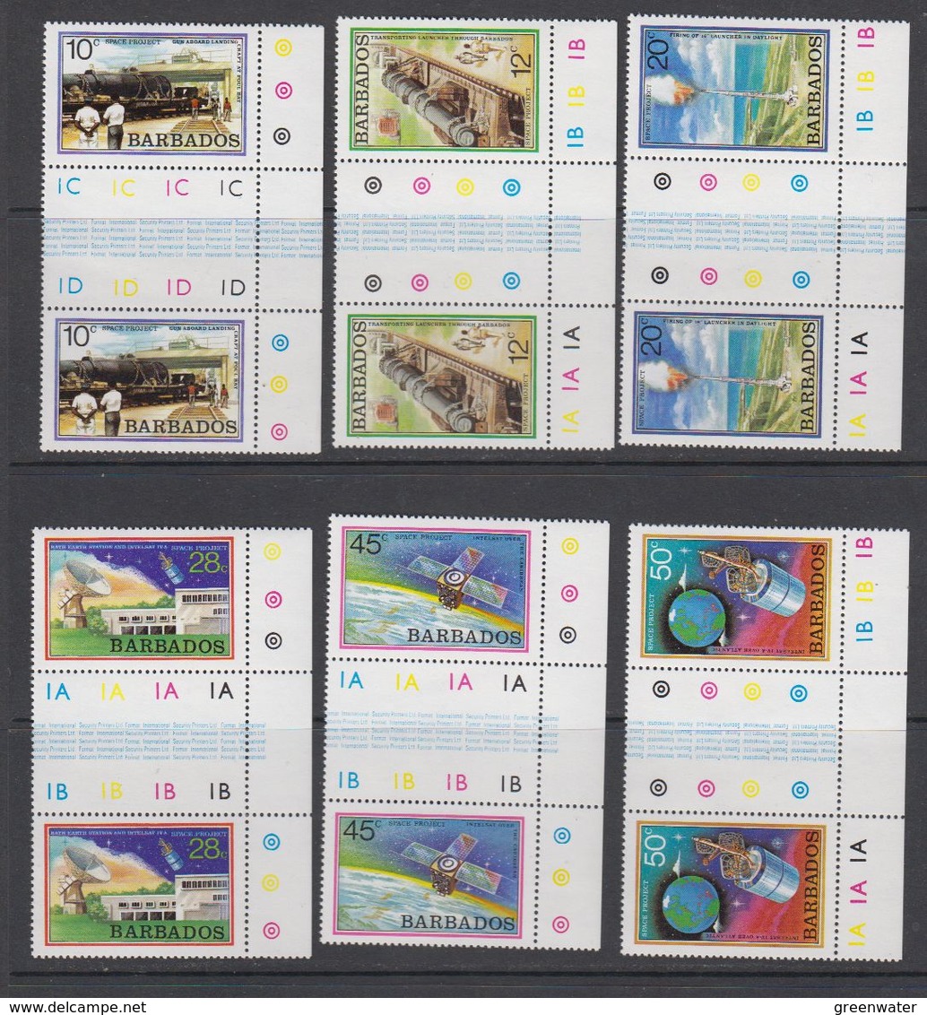 Barbados 1979 Space Project 6v Gutter (+margin) ** Mnh (42569) - Barbados (1966-...)