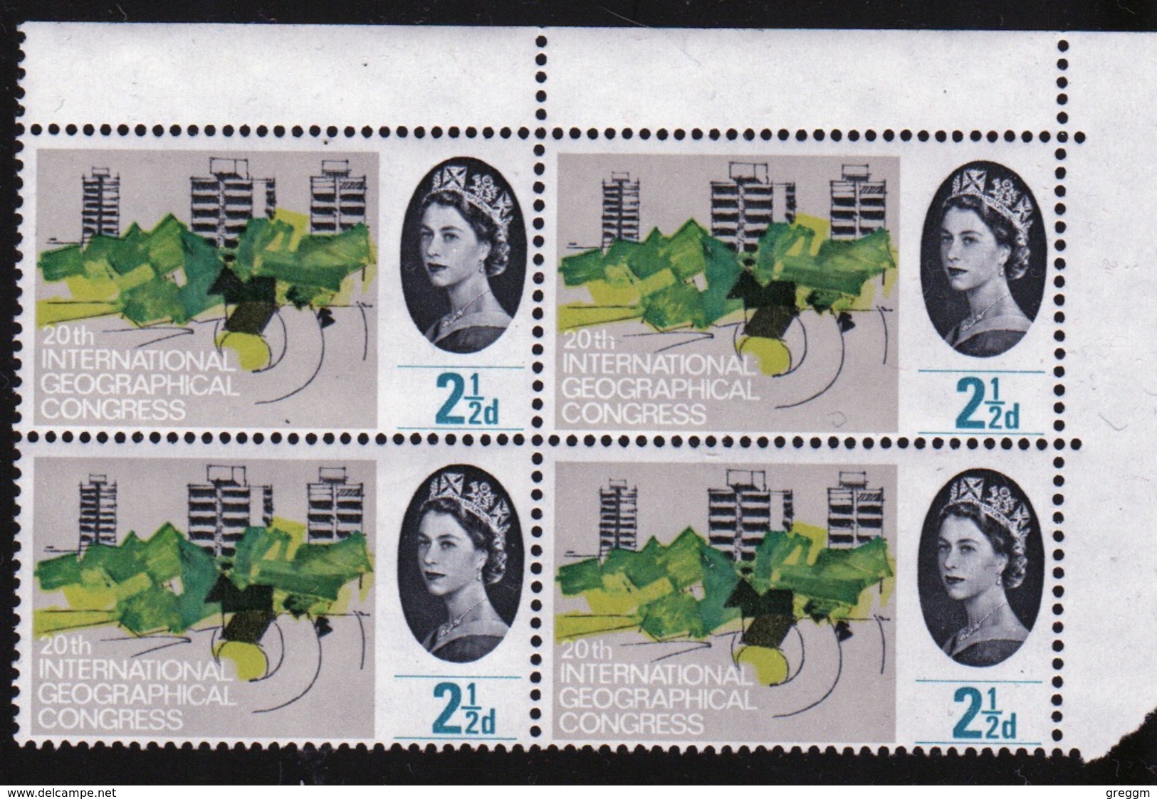 GB Mint Corner Block Of Four Geographical Congress Stamps From 1964. - Fogli Completi