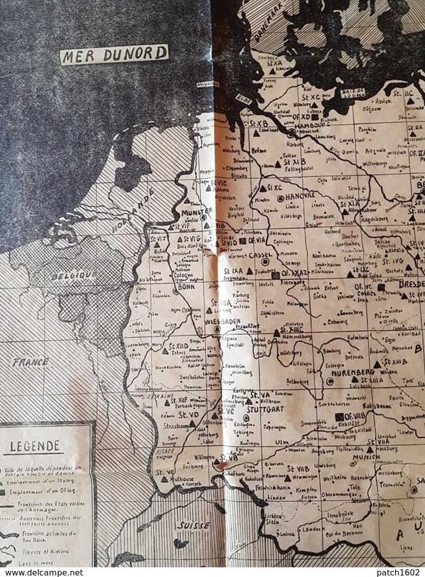 Carte D'allemagne Et Les Camps De Prisonniers  55cm/72 Cm - Documents